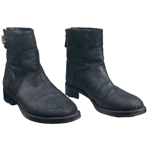 Tory Burch Women's Selena Black Distressed Suede Leather Ankle Boot Size US 8.5 - Picture 5 of 10